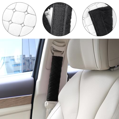 yuntop 2 PCS Car Seat Straps Shoulder Pads Soft Auto Seat Belt Cover Universal Safety Strap Cover Helps Protect Your Neck and Shoulders from Seat Belt Friction (Black) - color: Black