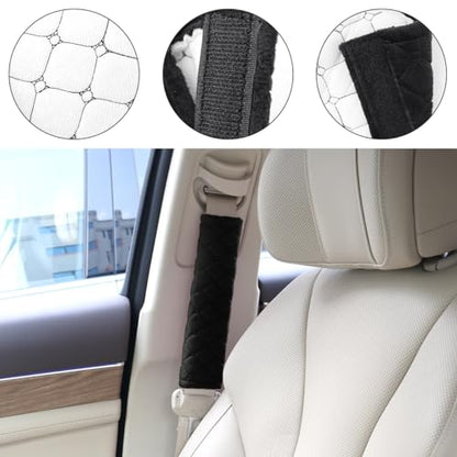 yuntop 2 PCS Car Seat Straps Shoulder Pads Soft Auto Seat Belt Cover Universal Safety Strap Cover Helps Protect Your Neck and Shoulders from Seat Belt Friction (Black) - color: Black