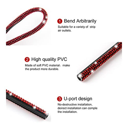 LivTee Bling Car Air Vent Outlet Moulding Trim, 10PCS Rhinestone PVC Diamond Car Interior Accessories, Red - color: Bling Red