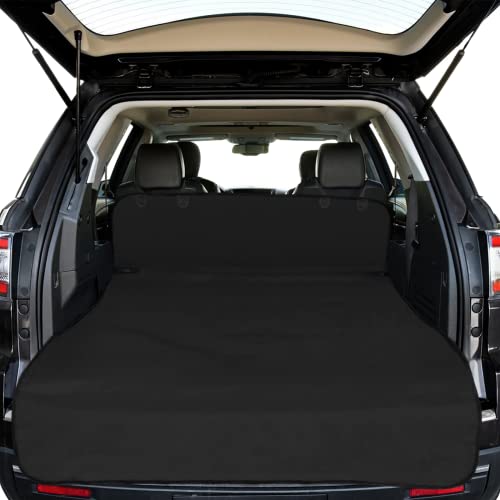F-color SUV Cargo Liner for Dogs - Waterproof Pet Cargo Liner, Comfort Dog Cargo Cover with Bumper Flap Protector, Scrachproof for Large SUVs Sedans Trunks Vans, Black - size: Large Extended (No Flaps) 90"