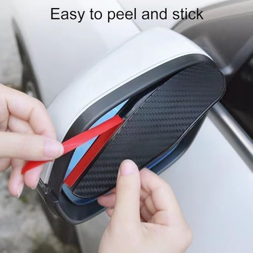 Car Rear View Mirror Rain Visor Guard, Auto Side Mirror Rain Eyebrow Cover,Mirror Visor Guard for Most Car, Truck and SUV,Carbon Fiber (2Pack)