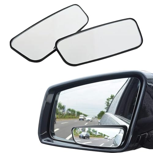 2 PCS Blind Spot Mirror, Rectangular Framed Curved Wide-angle Rearview Mirror, HD Anti-glare Parking Accessory with Adjustable Bracket, Truck Accessories for Men (Black)