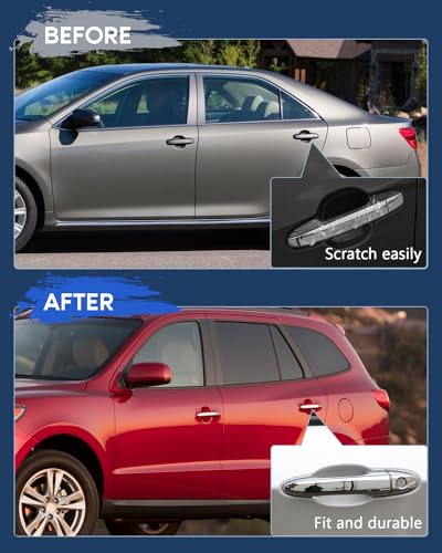 LUJUNTEC Outside Exterior Door Handle Set Fits 2010-2012 for Hyundai for Santa Fe Chrome 4Pcs