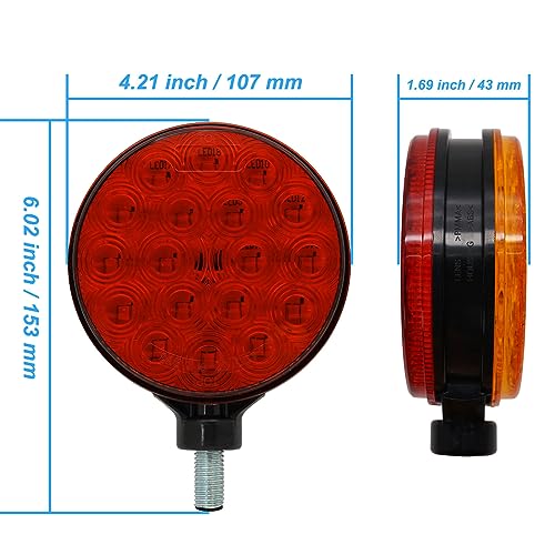4" Round Dual-Face Red and Amber Lens 12V Turn Signals Direction Indicator Light Side Marker Warning Lights for Boat Trailer SUV Camper RV Off-Road Kenworth Peterbilt Freightliner Trucks - size: 1Pcs Direction Indicator Light