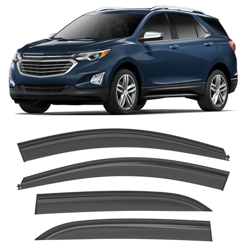 Shatterproof Taped-On Window Deflectors for Chevrolet (Chevy) Equinox 2018-2024, Rain Guards, Window Visors for Cars, Vent Deflector, 4pcs - size: For 2018-2024 Equinox