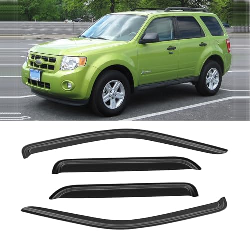 Window Rain Guards for 2001-2012 Ford Escape & 05-12 Escape Hybrid, Window Visor Vent Wind Shade Deflector Shield Protector Sun for 2005-2011 Mercury Mainer & 2008-2012 Mazda Tribute, Outside-Mount - size: For 01-12 Escape/ 08-12 Tribute