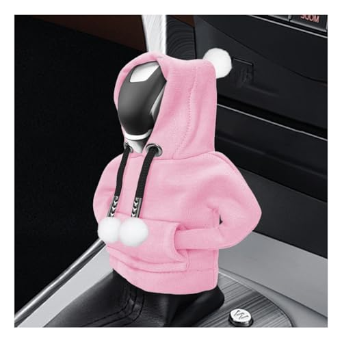 SuperKaKa Car Gear Shift Knob Hoodie Cover with Fur Ball - Universal Automotive Cute Gear Shifter Protector Covers,Comfortable Cars Interior Accessories for Men Women (Pink) - color: Pink