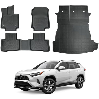 Car Floor Mats for 2025 Toyota RAV4 PHEV,TPE All Weather Protection Full Set Custom Fit Waterproof Durable Wear-Resistant Odorless Accessories - size: 2025 RAV4 PHEV Floor Mat