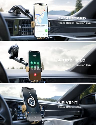 CHGeek Wireless Car Charger, 15W Fast Charging Auto Clamping Car Charger Phone Mount Phone Holder fit for iPhone 15 14 13 12 11 Pro Max Xs, Samsung Galaxy S24 Ultra S23 S22 S21, S20, S10+, Golden - color: Golden