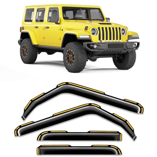 in-Channel Window Rain Guard for Jeep Wrangler JL 2018-2026 and Jeep Gladiator 2020-2026 Rain Guards Side Window Visors Low Profile Vent Visor Window Deflectors Vent Shades Car Accessories - size: 2018-2026 Wrangler JL/ 2020-2026 Gladiator