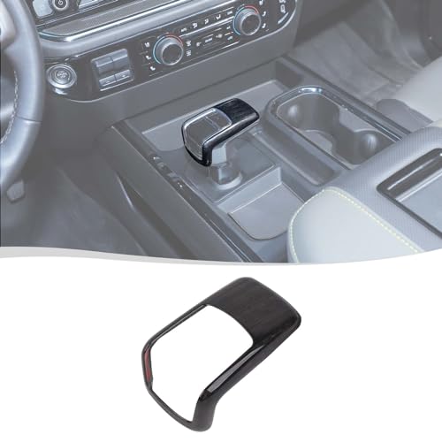 Voodonala for Chevy Silverado 2022-2024 Gear Shifter Knob Cover Interior Knob Trim Cover Compatible with Chevrolet Silverado 2022+(Black Wood,ABS) for New Model Interior - color: Black Wood