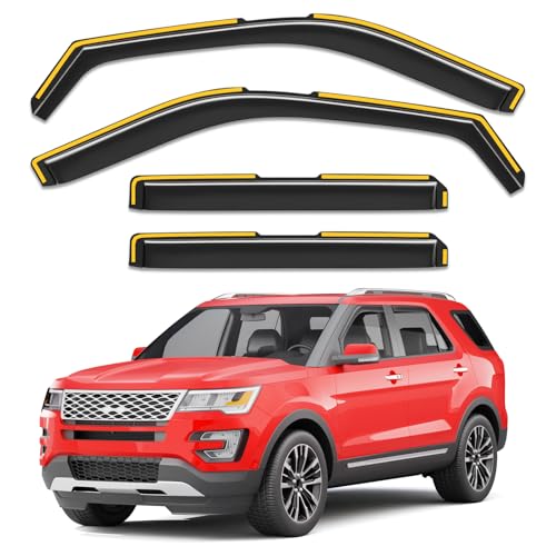 in-Channel Window Rain Guards Fit for Ford Explorer 2011 2012 2013 2014 2015 2016 2017 2018 2019, Extra Durable Window Visors Window Deflectors Vent Visors Vent Shades Car Accessories-4 pcs - size: Fit for 2011-2019 Ford Explorer