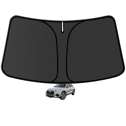 Q3 Customized Windshield Sun Shade for 2019-2025 2026 Q3 (Premium,Premium Plus,Prestige/S-Line) Front Window Sunshade Visor Protector Foldable Blocks UV Rays Keep Car Cooler Accessories - size: For Q3 2019-2026