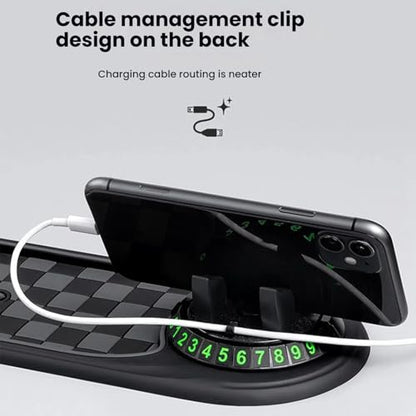 Multifunction Car Anti-Slip Mat, 3-in-1 Rotating Dashboard Mat, Large Storage Pad, Anti-Slip Phone Holder, 360° Rotating Mount with Parking Number (White) - color: White