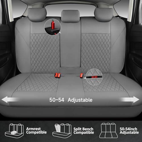 CAR PASS Quilting Faux Leather Seat Covers Full Set, Waterproof Deluxe PU Premium Auto Seat Cover, Breathable Seat Covers Universal Fit for Most Sedan SUV Van Small Truck, Airbag Compatible All Gray - color: Full Gray, size: Full Set (Front and Rear)