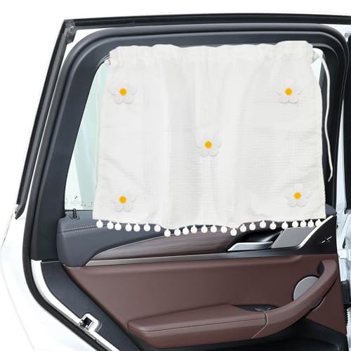 Car Side Window Sun Shade Privacy Curtain for Baby, Suction Cup Window Shade, 25"x18" Car Cartoon Sunshade Protector Heat Blocker Cover, Privacy Curtain for Kids Women (Five Small Flowers) - color: Five Small Flowers