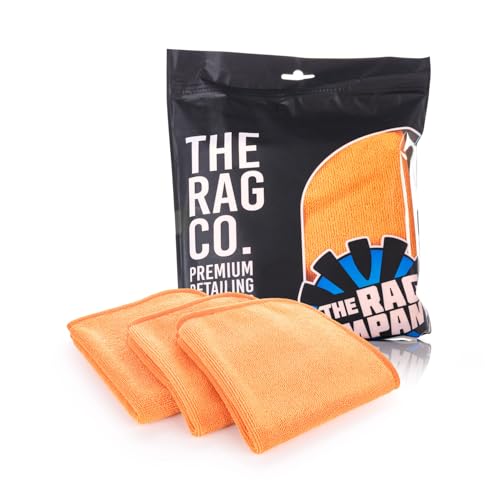 The Rag Company - Premium FTW Microfiber Cleaning Towels for Glass, Windows, Mirrors, Polished Surfaces - Streak-Free, Scratchless, 16" x16”, Orange, 3-Pack - color: Orange