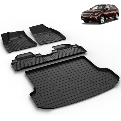 All Weather Car Floor Mats & Cargo Liner Set Fit for Lexus RX 2010 2011 2012 2013 2014 2015 Floor Liners Trunk Liner RX Cargo Mat Accessories Black - style: 16)For Lexus RX 2010-2015 Full Set