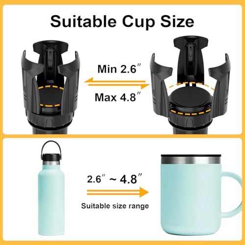 Cup Holder Expander (Adjustable Holder & Base, Auto-Fit Hold, One Button Open), Car Cup Holder Expander for Yeti, Hydro Flask, Nalgene, Owala, Bottles in 2.6"- 4.8" (Light Black, 1 Pack) - color: Light Black, size: 1 Pack