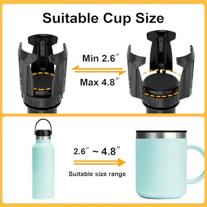 Cup Holder Expander (Adjustable Holder & Base, Auto-Fit Hold, One Button Open), Car Cup Holder Expander for Yeti, Hydro Flask, Nalgene, Owala, Bottles in 2.6"- 4.8" (Light Black, 1 Pack) - color: Light Black, size: 1 Pack