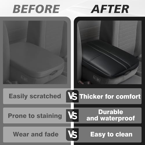 Muslogy Center Console Armrest Cover Fit for Dodge Ram1500/2500/3500 2002-2012 Accessories, Comfort Armrest Pad Console Lid Cushion Vegan Leather 1-Inch Extra Thick(Jump Seat ONLY) - size: 3) 02-12 |Ram1500/2500/3500| Jump Seat, +Thick