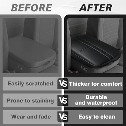 Muslogy Center Console Armrest Cover Fit for Dodge Ram1500/2500/3500 2002-2012 Accessories, Comfort Armrest Pad Console Lid Cushion Vegan Leather 1-Inch Extra Thick(Jump Seat ONLY) - size: 3) 02-12 |Ram1500/2500/3500| Jump Seat, +Thick