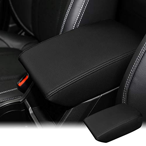 INTGET Car Center Console Armrest Cover for 2024 Subaru Forester Accessories 2019 2020 2021 2022 2023 Leather Middle Arm Rest Box Lid Cover Seat Pad Protector(Black Stitiches,2019-2024) - color: Black Stitches, size: 2019-2024