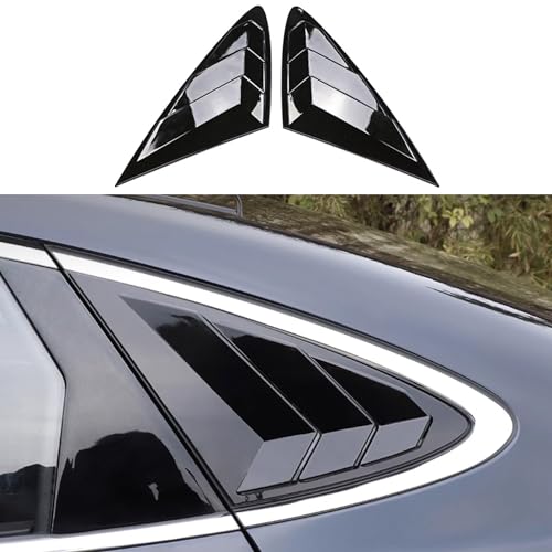 Rifoda for New Sonata Window Louvers Air Vent Scoop Shades Cover Blinds Fit for Hyundai Sonata 2020 2021 2022 2023 2024 Rear Side Window Louvers Decoration Trims ABS Material 2PCS (Bright Black) - color: Bright Black, size: For Sonata 2020-2024