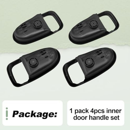 4Pcs Interior Door Handle Set Left Right Front Rear Black Cover Bezel Trim Kit Compatible with 2001-2006 Hyundai Elantra Replace 82621-2D000 82611-2D000 826112D000 826212D000