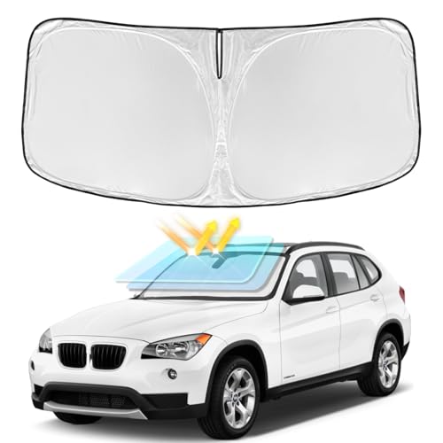 for BMW X1 E84 2011-2015 Windshield Sun Shade - 4 Layers Car Sunshades for Front Windows Shade Cover Custom Fit X1 E84 Sun Visor 250T Retractable Shade Blocks UV Rays Car Accessories - size: for BMW X1 E84 2011-2015