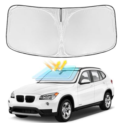 for BMW X1 E84 2011-2015 Windshield Sun Shade - 4 Layers Car Sunshades for Front Windows Shade Cover Custom Fit X1 E84 Sun Visor 250T Retractable Shade Blocks UV Rays Car Accessories - size: for BMW X1 E84 2011-2015