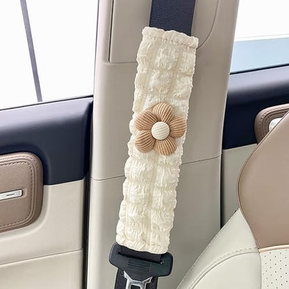 Car Seat Belt Cover Pad, 2 Pack Flower Car Accessorie Seatbelt Covers Cushion Neck Shoulder Strap Protector Universal Seat Belt Cover for Adults and Kids (Texture Flower) - color: Texture flower