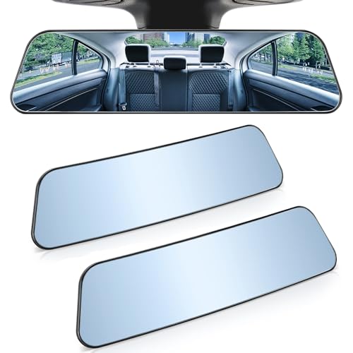 JOYTUTUS Rearview Mirror, 2 pack 12 Inch Panoramic Anti-Glare Clip-on Wide Angle Convex Rear View Mirror, Effectively to Reduce Blind Spot, Universal for More Car SUV Trucks -Blue - color: Blue 2 PCS