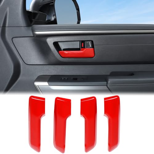 Aunginsy Inner Door Handle Protector Cover Compatible with Toyota Tundra/Sequoia 2022-2025 Tacoma 2024+ & 4Runner 2025+ Car Front Rear Door Handle Panel Trim Frame Decorative ABS Interior Accessories - color: Red