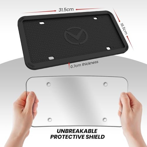 2 Pcs Silicone License Plate Frames with 2 Clear Polycarbonate Covers, Rust-Proof, Weather Resistant, Easy Installation, Premium License Plate Protector, Covers & Frames with 2 Drainage Holes