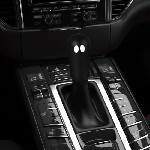 Ghost Shift Knob, Aluminum Weighted Automotive Gear Shift Manual knobs Lever with 3 Threaded Adapters M8 M10 M12 x 1.25, Universal for Vehicle Funny Cool Spooky Car Accessories (Black) - color: Black