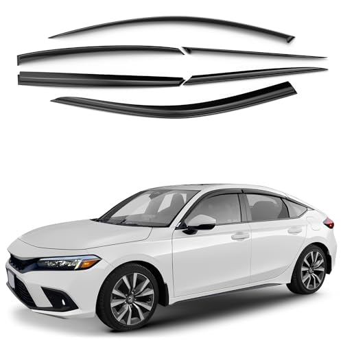 Window Deflectors Smoke Tinted Tape-On Side Window Vent Visor Deflectors Rain Guards Compatible with Honda Civic 2022-2026 Hatchback - 6 pcs. GW0572 - color: For Civic 22-26 Hatchback