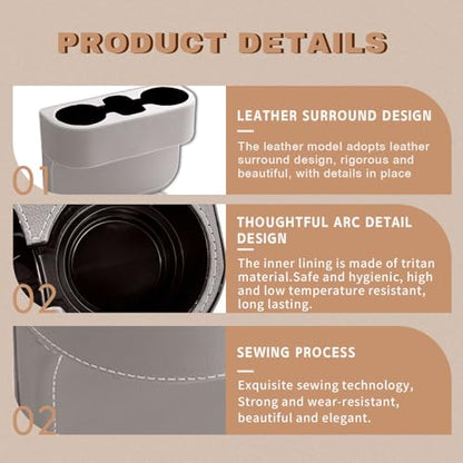 Car Cup Holder, PU Leather Auto Front Seat Organizer, Multifunctional Cup Drink Holders, Gap Filler Storage Box Coin Bucket Console Side Pocket Cell Mobile Phone Holder (Gray) - color: Gray