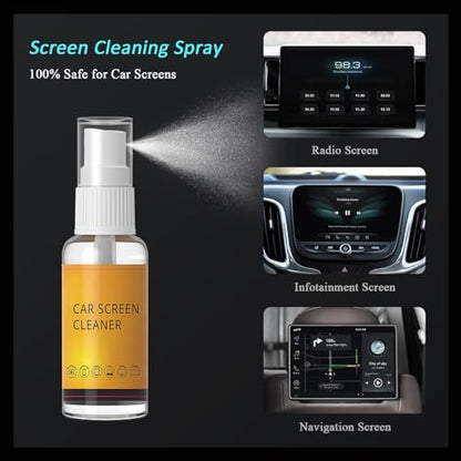 Edglete Car Screen Cleaner Spray and Wipe, Car Interior Cleaner Detailing Kit Screen Cleaning Tool for Touchscreen Display Dashboard, Car Detailing Brush for Tesla Jeep BMW Honda Benz Chevy