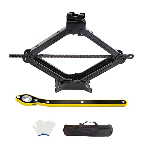 Scissor Car Lift Jack 2 Ton (4409 lbs) for Sedans, MPVs & SUVs, Compact Portable Kit Vehicle Roadside Emergency Tool Tire Change with Ratchet Wrench (2T)