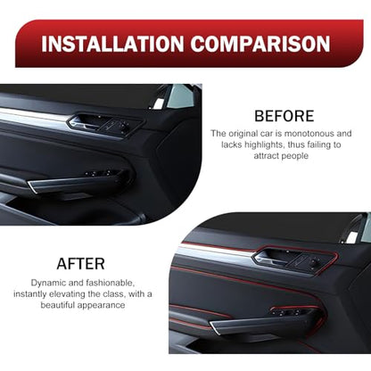 Electroplated Car Interior Trim Strip, 32.8ft Flexible DIY Dashboard & Door Molding Insert with Installation Tool, Car Interior Filler Insert Strips, Universal Fit for Most Vehicles (Red)