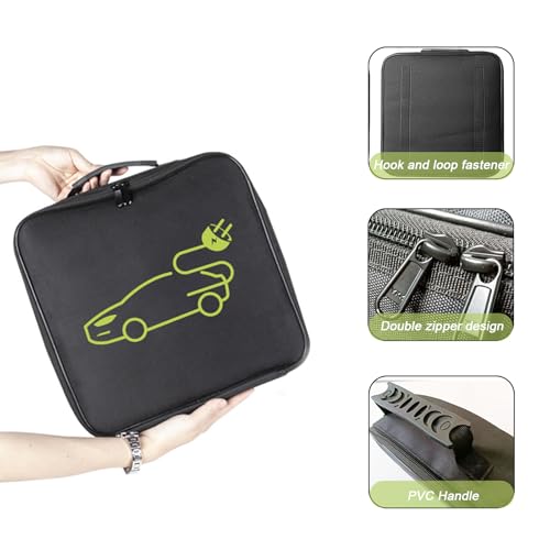 black 1pc jumper cable bag, car storage bag for charger,cable organizer, Includes EV charging cables for electric vehicles (Square) - size: Square
