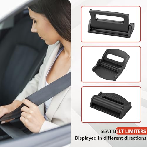 2PCS Car Seatbelt Adjuster, Universal Auto Seat Belt Clips for Adults/Kids, Comfort Car Shoulder Neck Protector Strap Positioner, Seatbelt Locator Retainer Locking Clips for Car, SUV (Black)