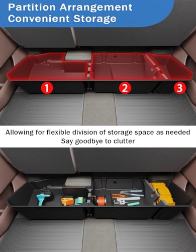 FengYu Under Seat Storage Box Compatible with 2019-2026 Chevy Chevrolet Silverado 1500/GMC Sierra 1500, 2020-2026 Silverado/Sierra 2500HD/3500HD Double Cab & Crew Rear Underseat Organizer Accessories - size: 19-26 Chevy Silverado/GMC Sierra 1500