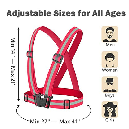 Reflective Vest, High Visibility Safety Vest Straps Reflective Gear for Night Running Walking Cycling for Men Women Kids - color: Red