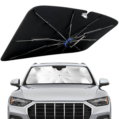 Windshield Sun Shade for Audi Q5 2018-2026 with 360° Rotating Shaft, Custom Fit Umbrella Sunshade for UV Blocking, Interior Heat Protection, Easy Storage - size: Fit for Audi Q5 2018-2026