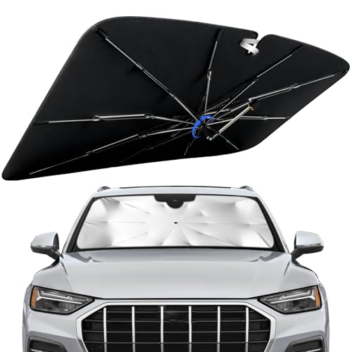 Windshield Sun Shade for Audi Q5 2018-2026 with 360° Rotating Shaft, Custom Fit Umbrella Sunshade for UV Blocking, Interior Heat Protection, Easy Storage - size: Fit for Audi Q5 2018-2026