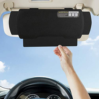 Car Visor Sunshade Extender, Window Shade, Anti-Glare Sun Blocker for Driver or Front Seat Passenger,1 Piece (Black) - color: black