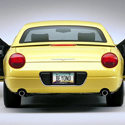 iPick Image Made for Ford Thunderbird Real Carbon Fiber Insert Gunmetal Chrome Stainless Steel License Plate Frame