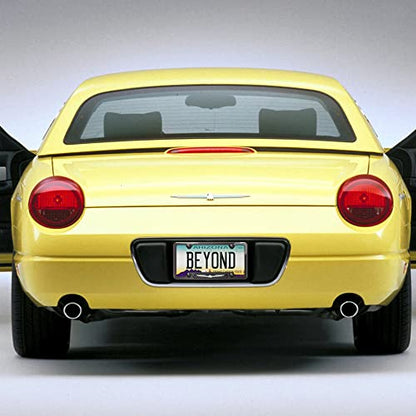 iPick Image Made for Ford Thunderbird Real Carbon Fiber Insert Gunmetal Chrome Stainless Steel License Plate Frame